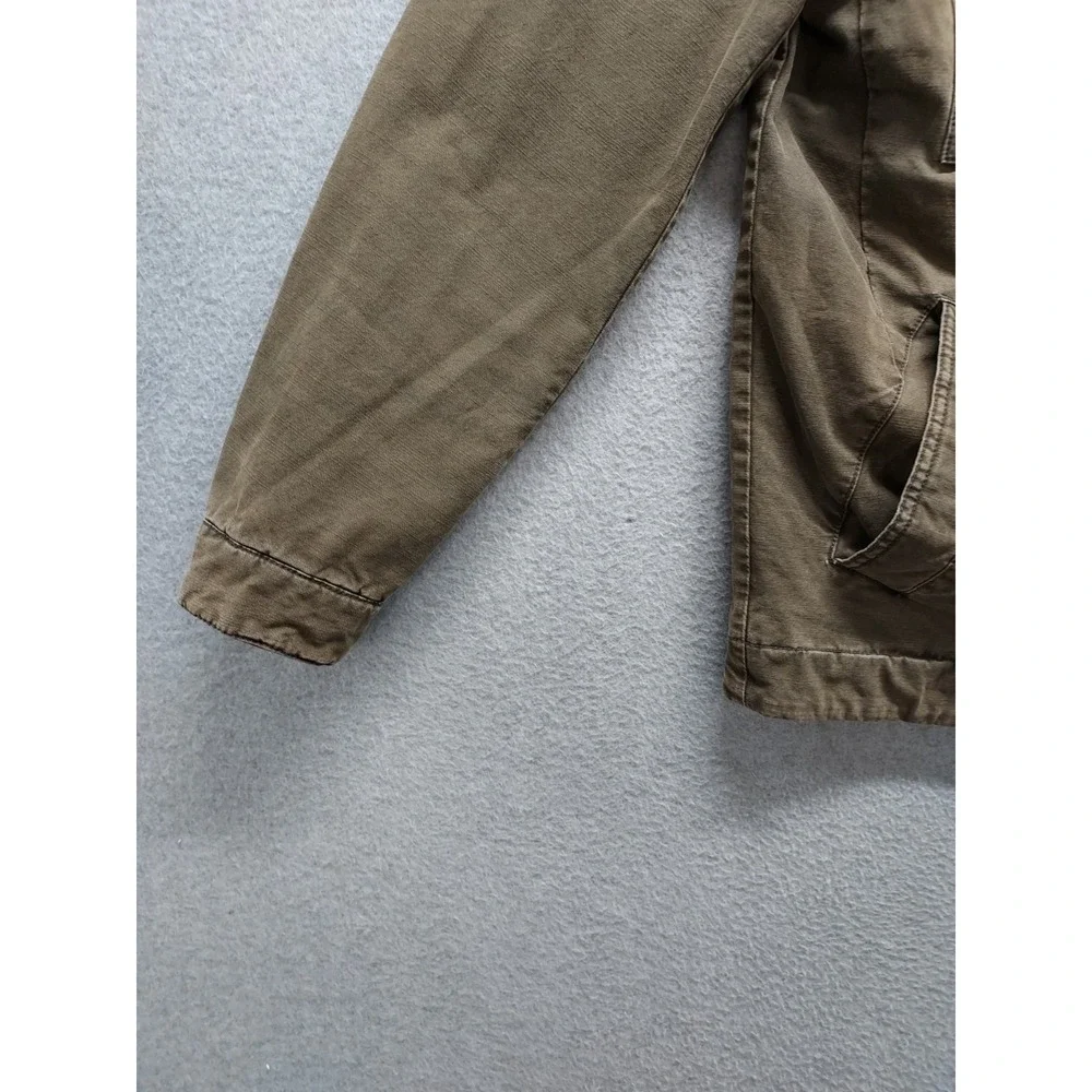 Levis Men Field Jacket S Brown Utility Zip Front Stand Collar Pockets Workwear